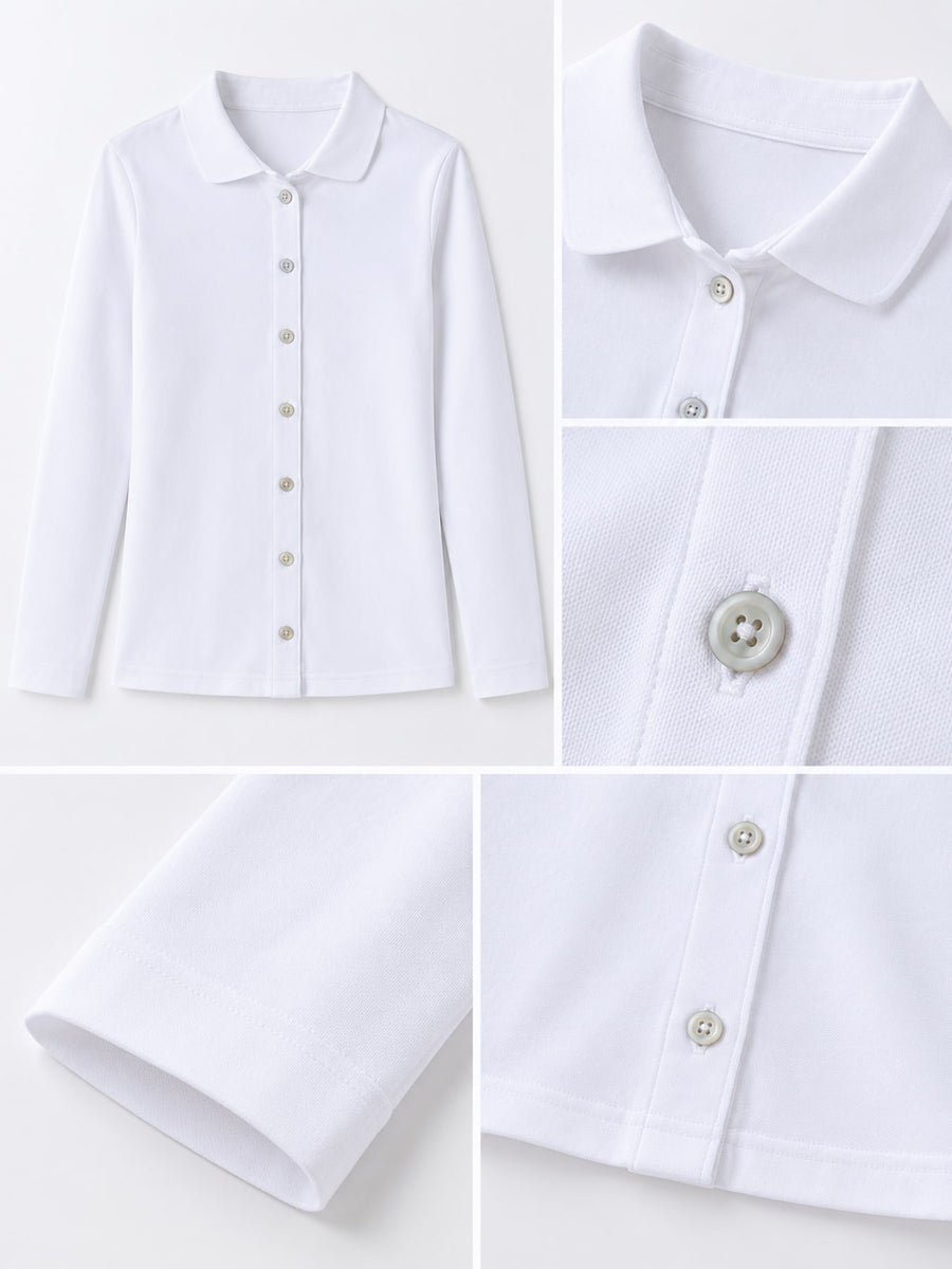 white regular button-down shirt with collared