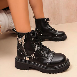 PU Leather,Rubber Imported Size &amp boots in Black with regular silhouette
