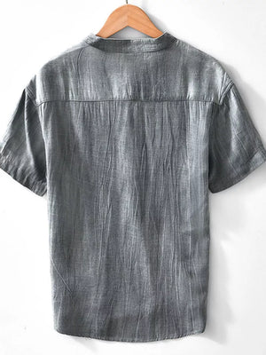 Blue Men's Plus Size Button Detail Short Sleeve Shirt