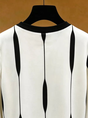 Contrast Vertical Stripe Long Sleeve Blouse option 6