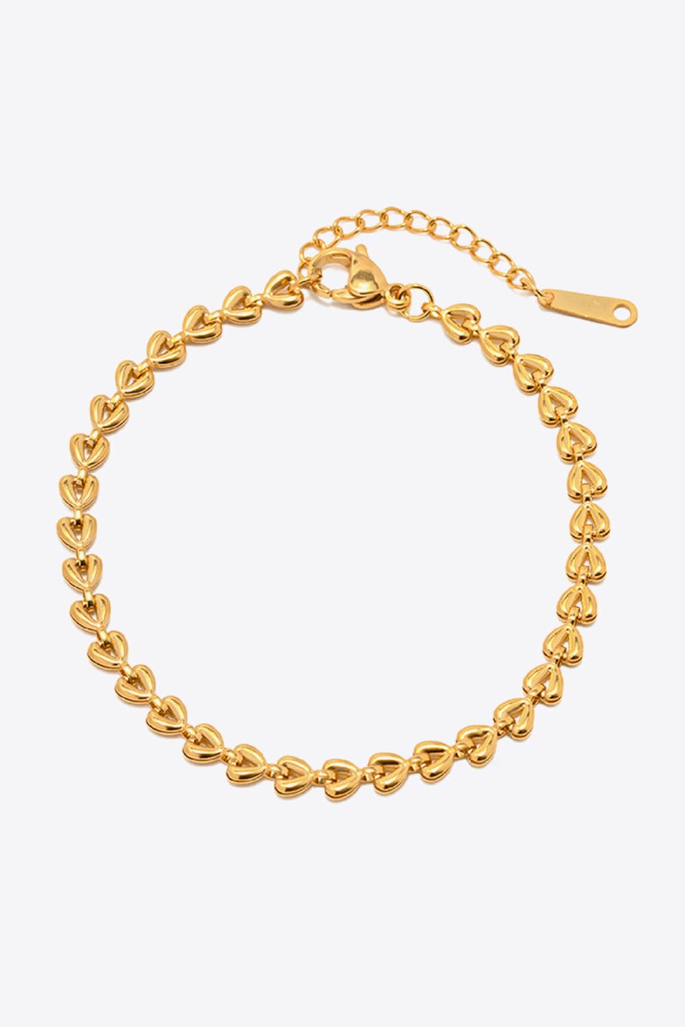 Gold linked heartbeat chain bracelet with adjustable clasp