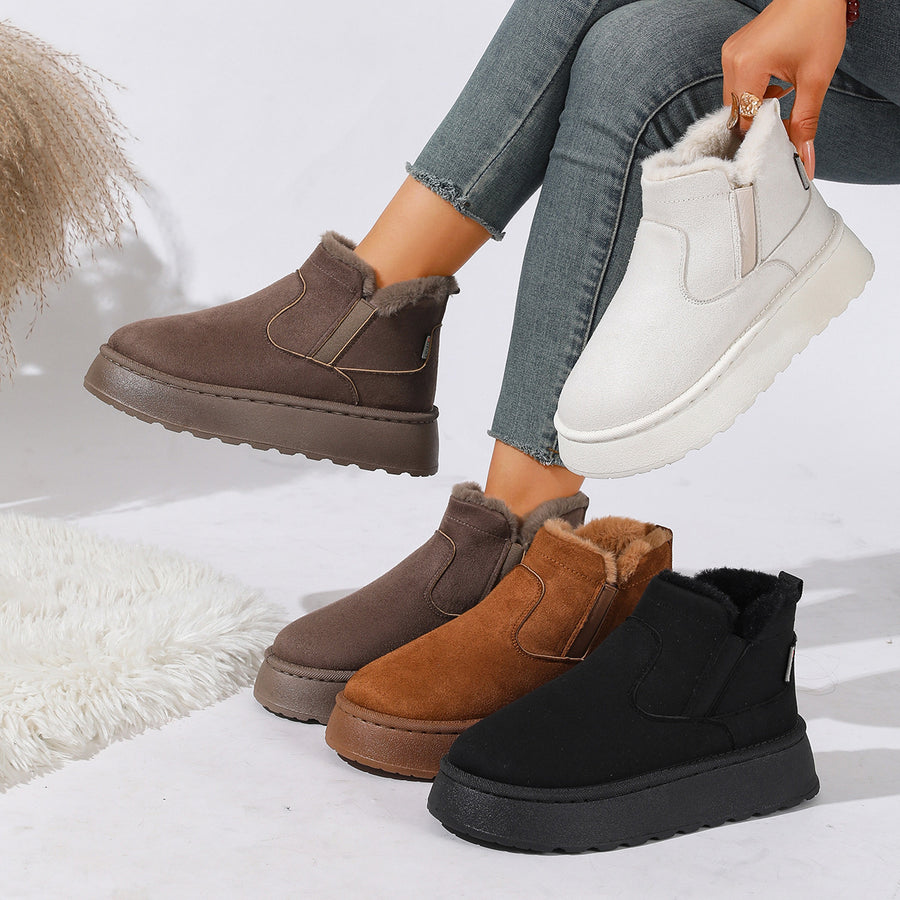 boots in brown featuring round toe and platform fit