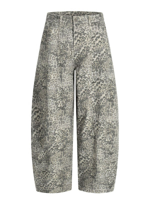 wide-leg pants in charcoal featuring buttoned and loose fit