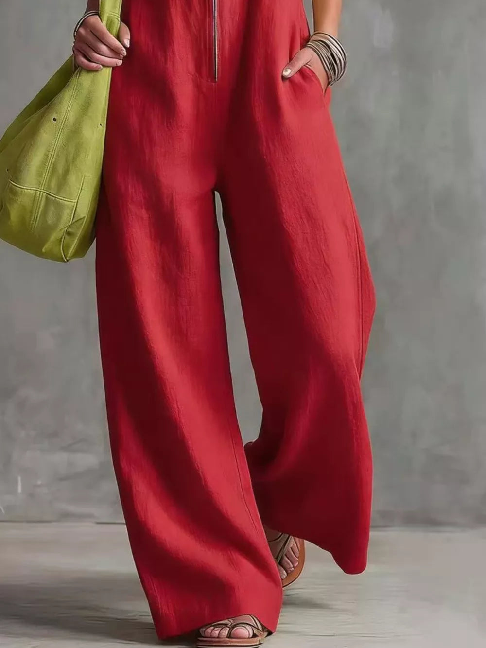 100% polyester Care instructions: Machine wash cold jumpsuit in Red with relaxed silhouette