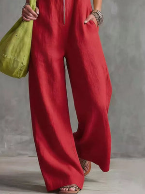 100% polyester Care instructions: Machine wash cold jumpsuit in Red with relaxed silhouette