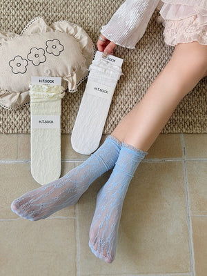 Black socks with below-knee and elastic