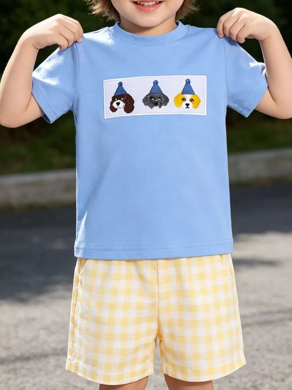 Children's Puppy Round Neck Tee And Shorts Set in this colorway