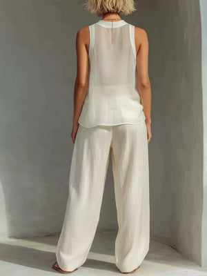 100% polyester Care instructions: Machine wash cold two-piece set in White with relaxed silhouette