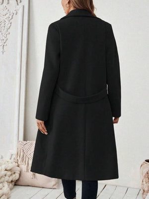 overcoat in Camel with pocketed and midi
