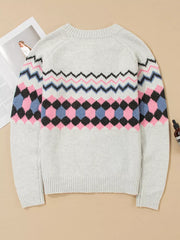 Stripe Geometric Button Up Sweater Cardigan option 7