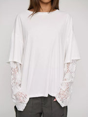 white t-shirt with floral and round neck
