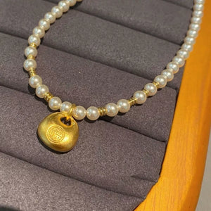 Synthetic Pearl, 18K Gold-Plated, Alloy Care instructions: Avoid wearing during necklace in gold with n/a silhouette