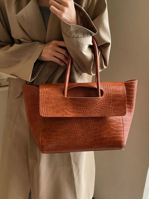 Crocodile-embossed Shoulder Bag option 7