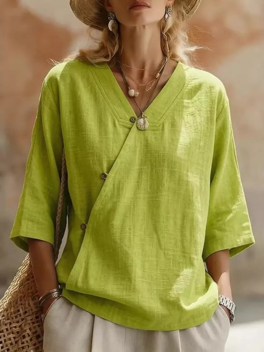 White Surplice 3/4 Sleeve Blouse