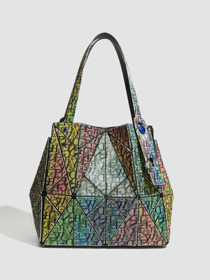 handbag featuring geometric in light blue with PVC Imported Size &amp texture