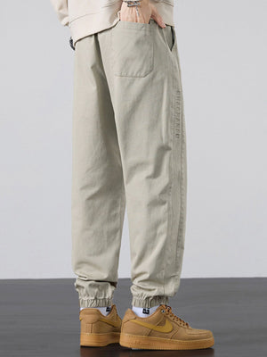 joggers in Khaki with drawstring waist and full-length