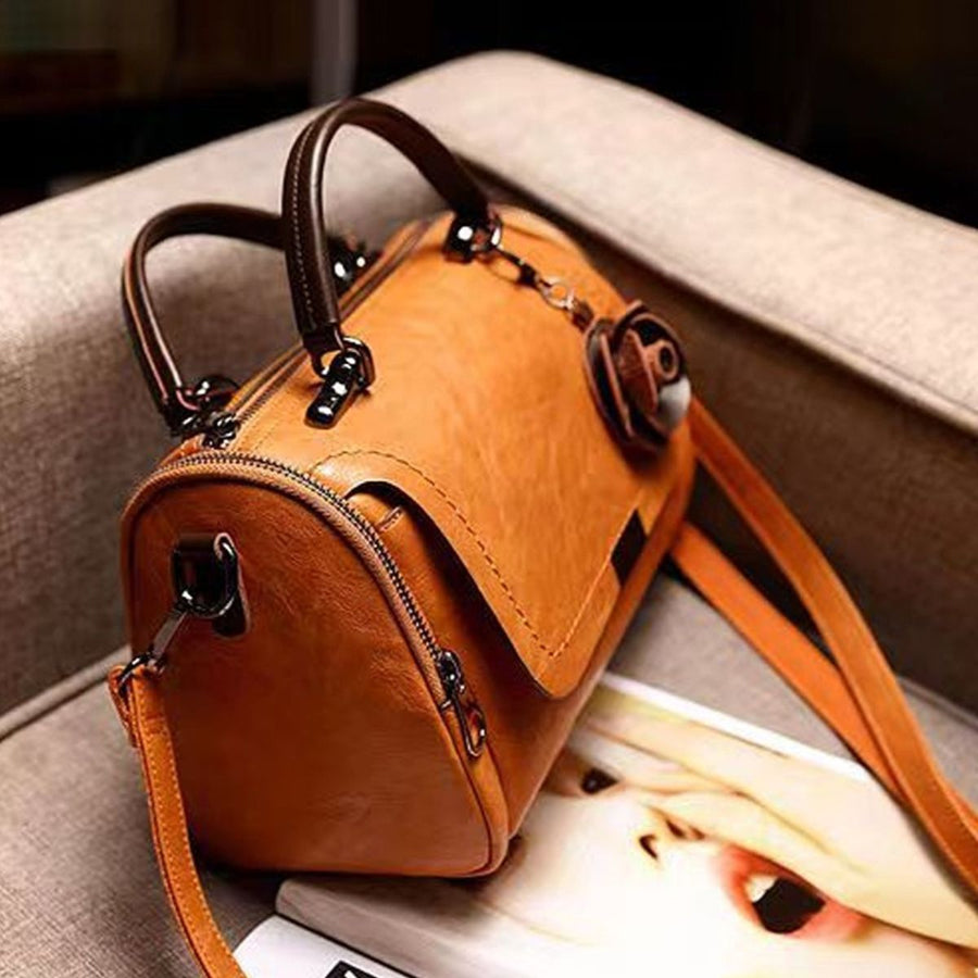 PU Leather Imported Size &amp crossbody bag in Black with structured silhouette