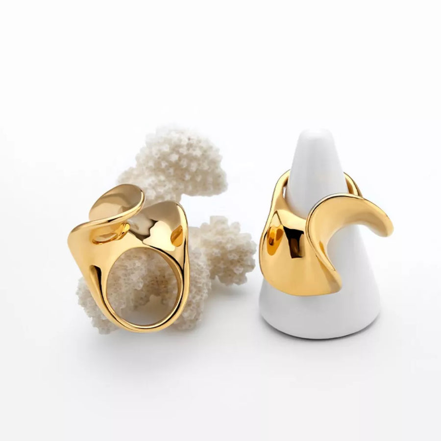 ring featuring geometric in Gold with 18K Gold-Plated, Copper Care instructions: Avoid wearing during exercise, as swe