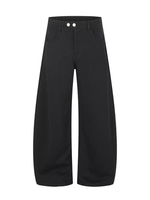heather grey wide-leg pants with full-length and zip-front