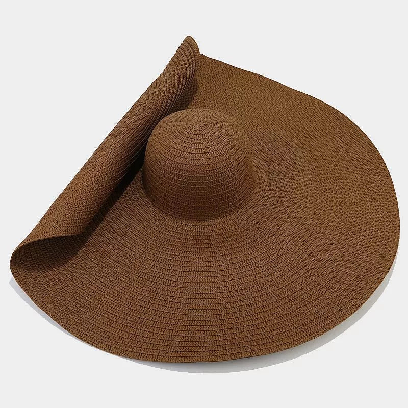 Oversized Wide Brim Straw Sun Hat in Green with wide brim
