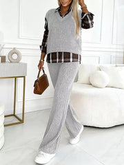 Khaki lounge set with hip-length and pullover