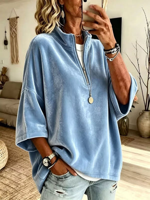 White sweatshirt with stretch and elbow sleeve