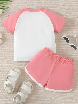 Children's Letter Graphic Tee And Shorts Set option 6