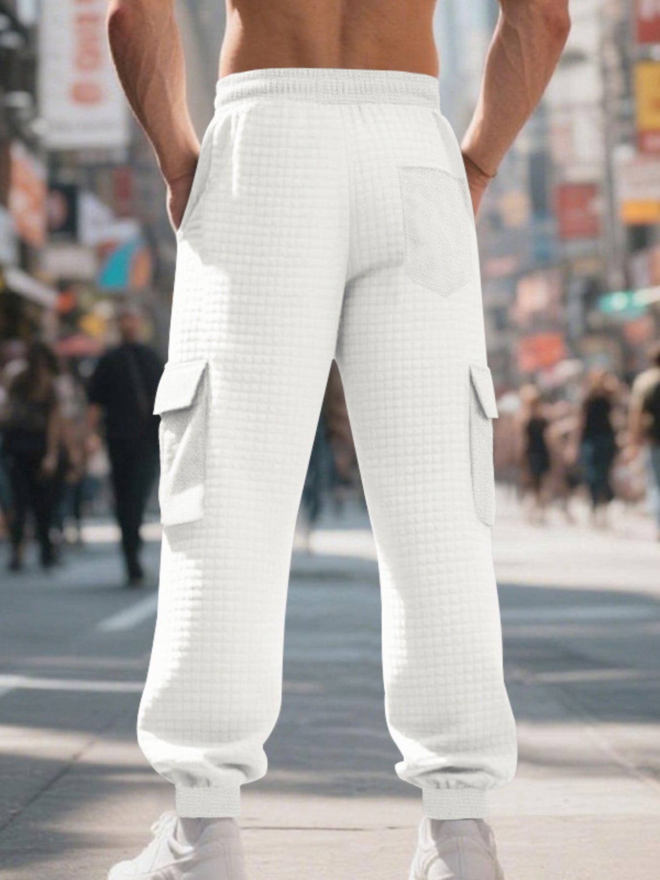 Men's Textured Cargo Joggers Plus Size, view 14
