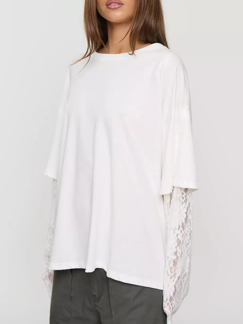 95% viscose, 5% elastane Care instructions: Machine wash cold t-shirt in White with relaxed silhouette