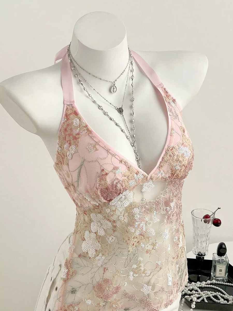 Sequin Halter Neck Cami option 7