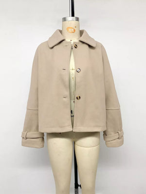 modern jacket in camel with collared