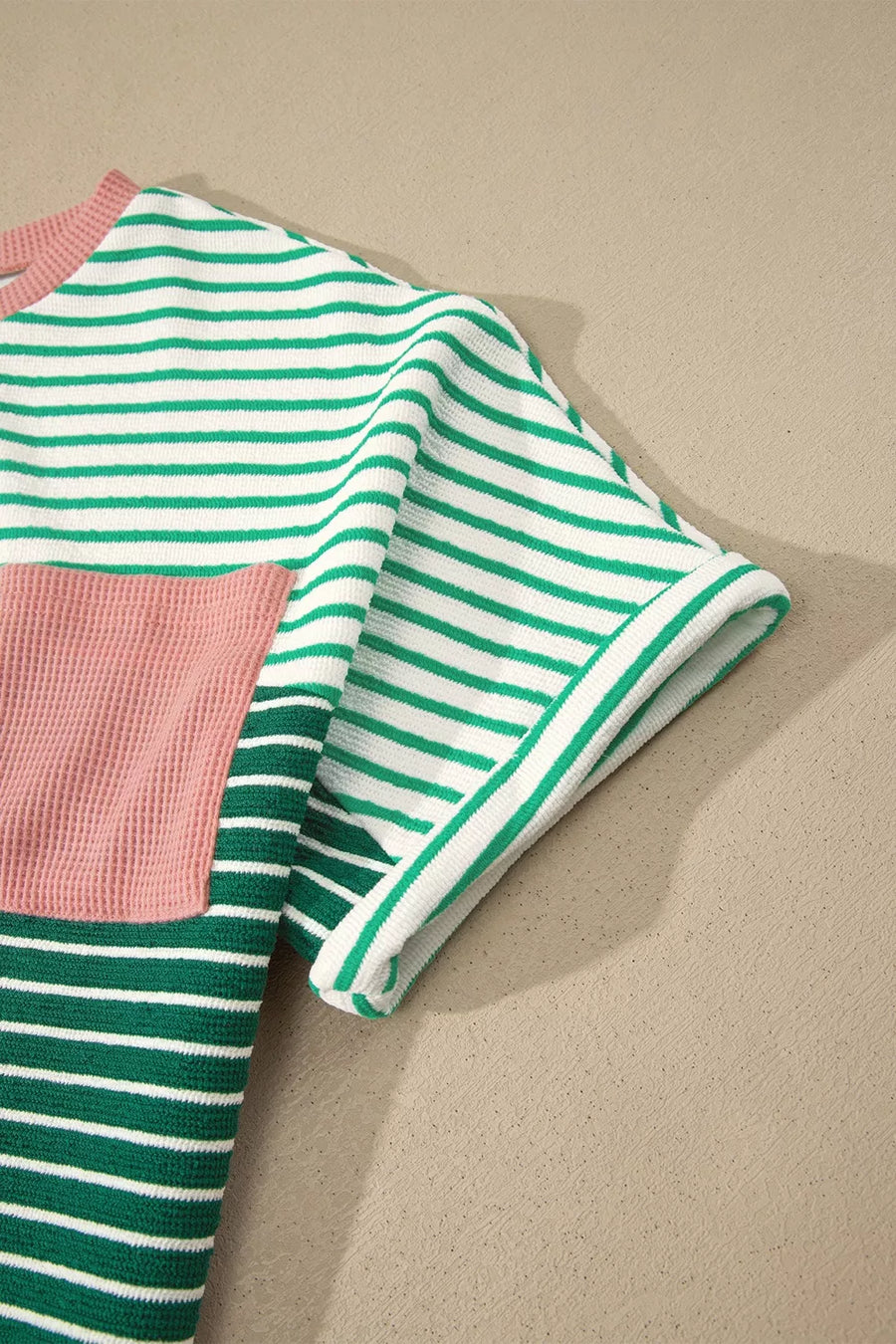 Stripe Contrast Color Block Relaxed Tee option 7