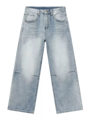 Blue wide-leg wide-leg jeans with not applicable