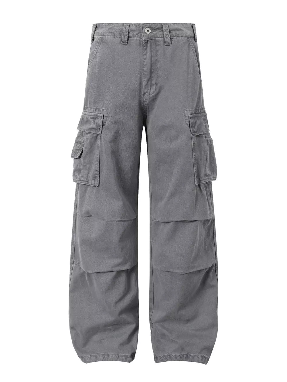 cargo pants in slate gray featuring pocketed and loose fit