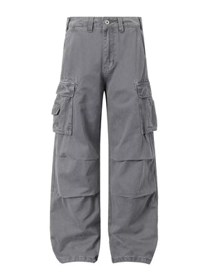 cargo pants in slate gray featuring pocketed and loose fit