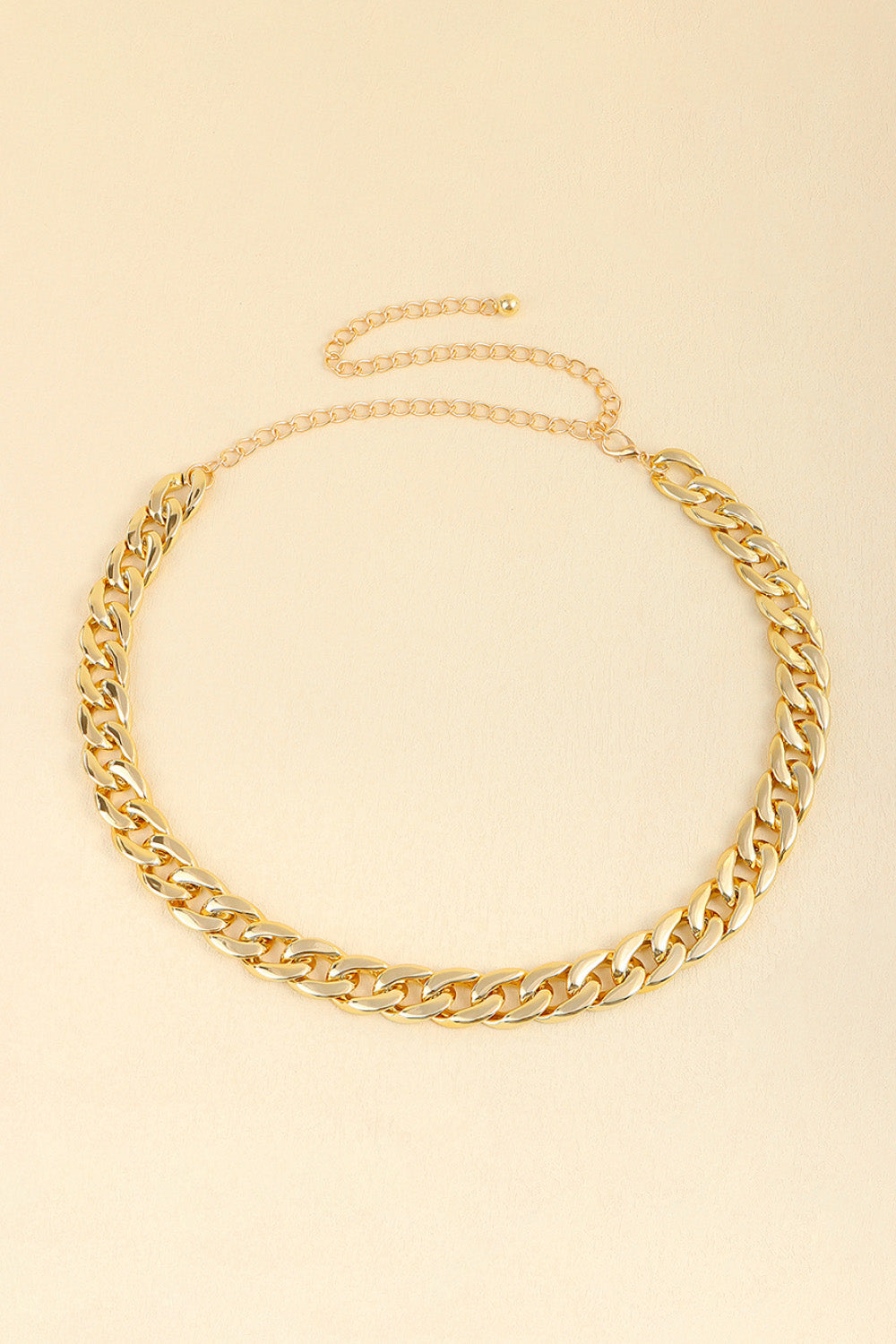 Gold chunky curb chain belt with adjustable extender chain