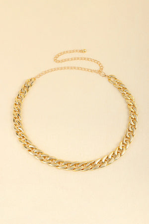 Gold chunky curb chain belt with adjustable extender chain