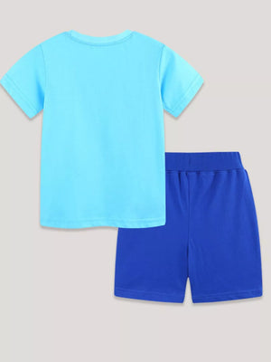 Boys' blue cotton t-shirt and shorts set