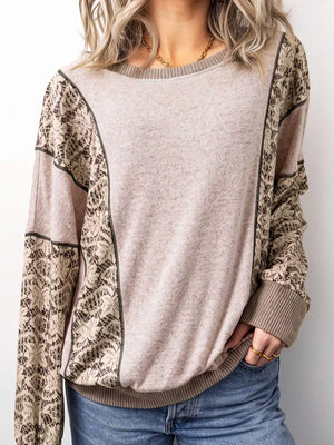 blush pink blouse with floral and round neck
