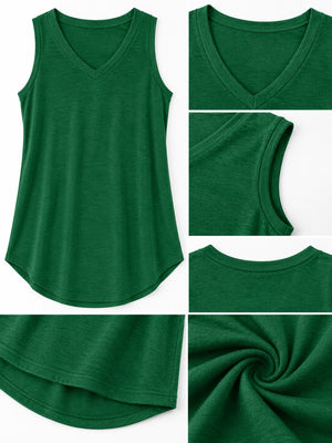V-Neck Casual Loose Fit Tank Top in black with relaxed fit