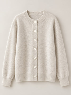 heather gray cardigan with buttoned and long sleeve