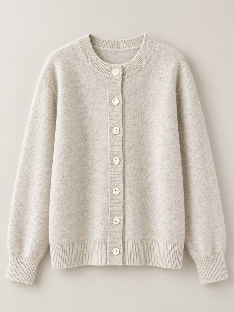 heather gray cardigan with buttoned and long sleeve