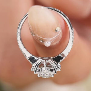 Vonili Moissanite Halo Sterling Ring with 1ct certified moissanite