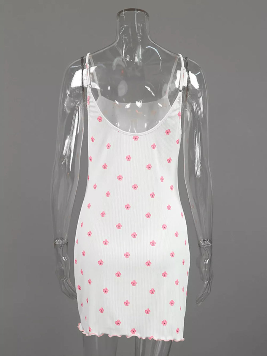 wrap dress in cream with ruffled hem and mini