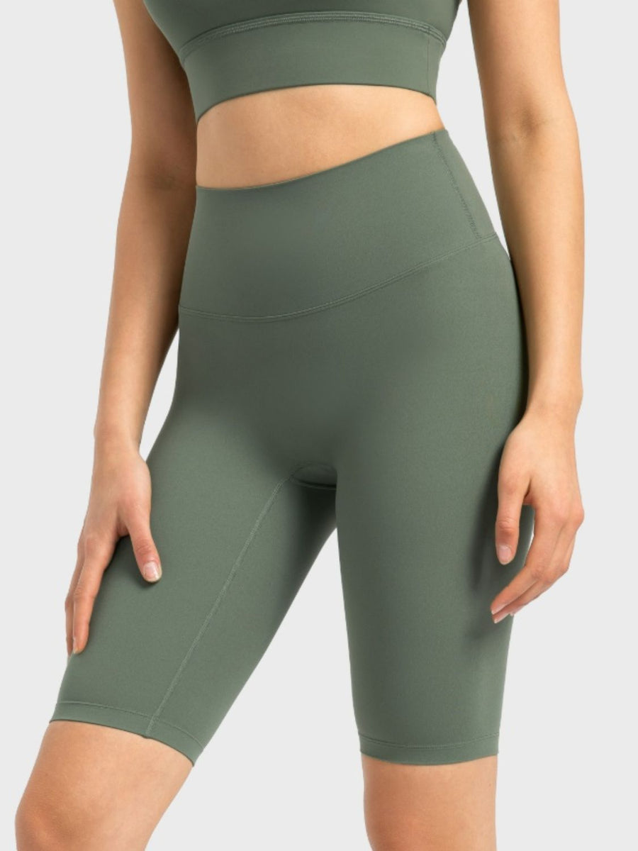 Sculpted Active Bike Shorts in Matcha Green with a high waist and seamless design.