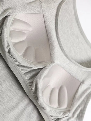 Relaxed padded tank top in Hemp Gray with built-in molded cups for support.