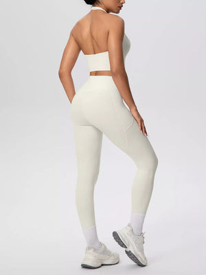 athleisure active set in Blush Pink with halter