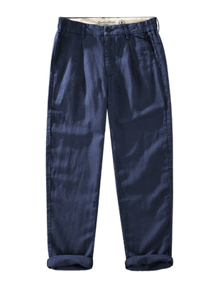 75% Lyocell, 25% Linen Care instructions: Machine wash cold trousers in Dark Blue with relaxed silhouette