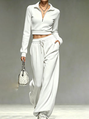 Light Gray lounge set featuring drawstring and striped