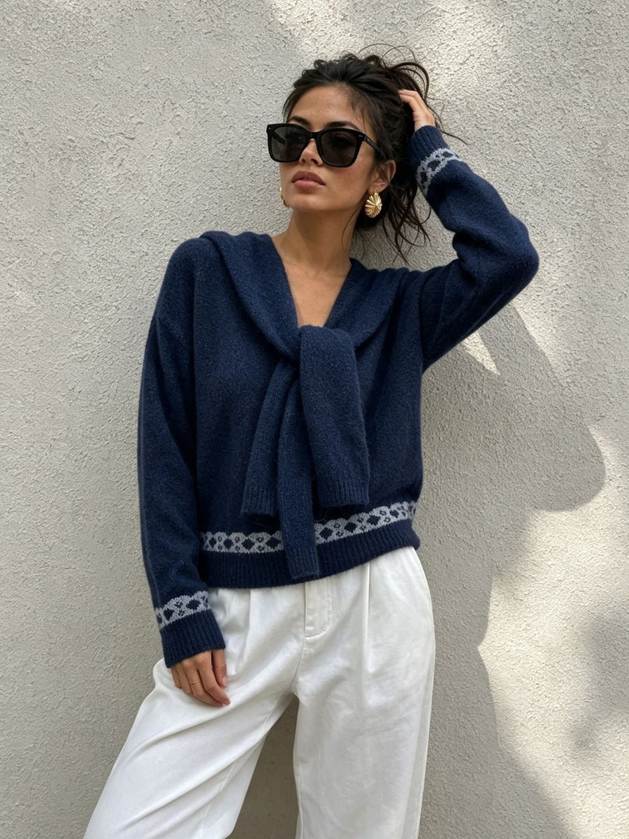 pullover sweater in Gray with dropped shoulder and waist-length